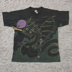 VTG 90s Dragon Fantasy AOP T-Shirt XL
